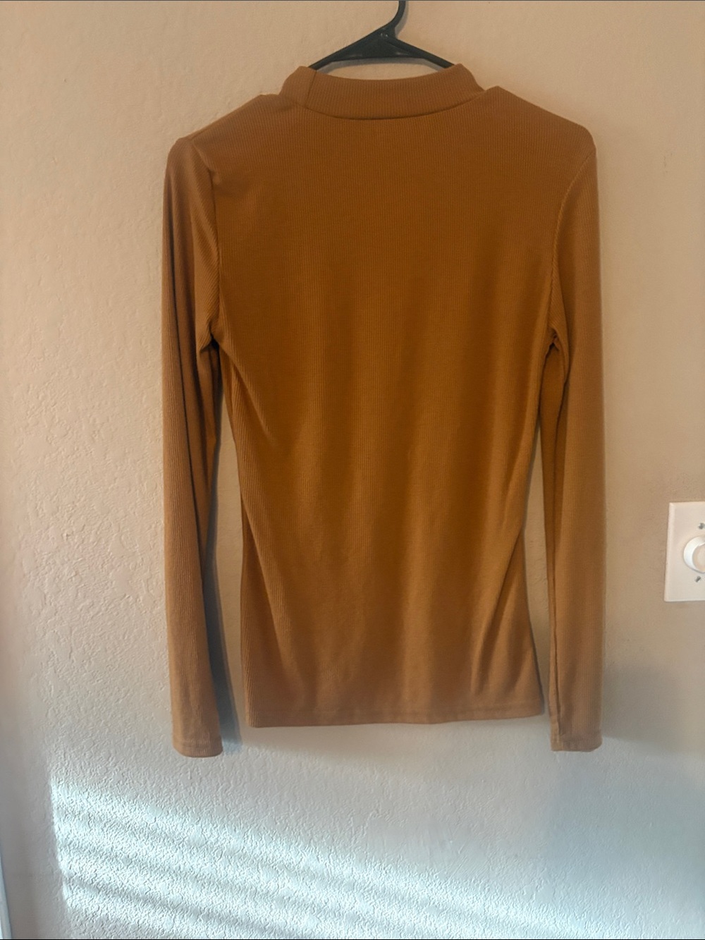 Long Sleeve Mock Neck Top in Camel
